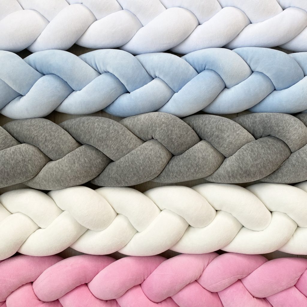 grey braided crib bumper